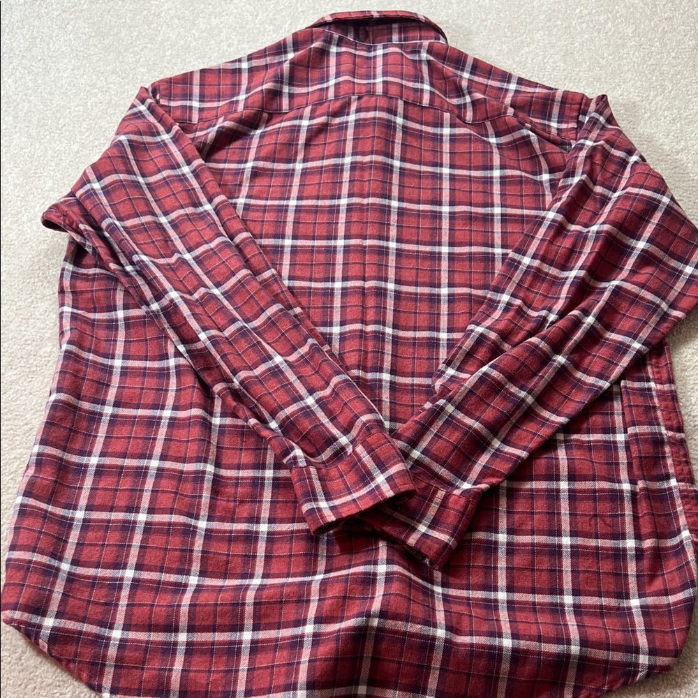 Cole Haan Grand OS Mens XL Plaid Flannel Button Down Shirt Red - Picture 8 of 8